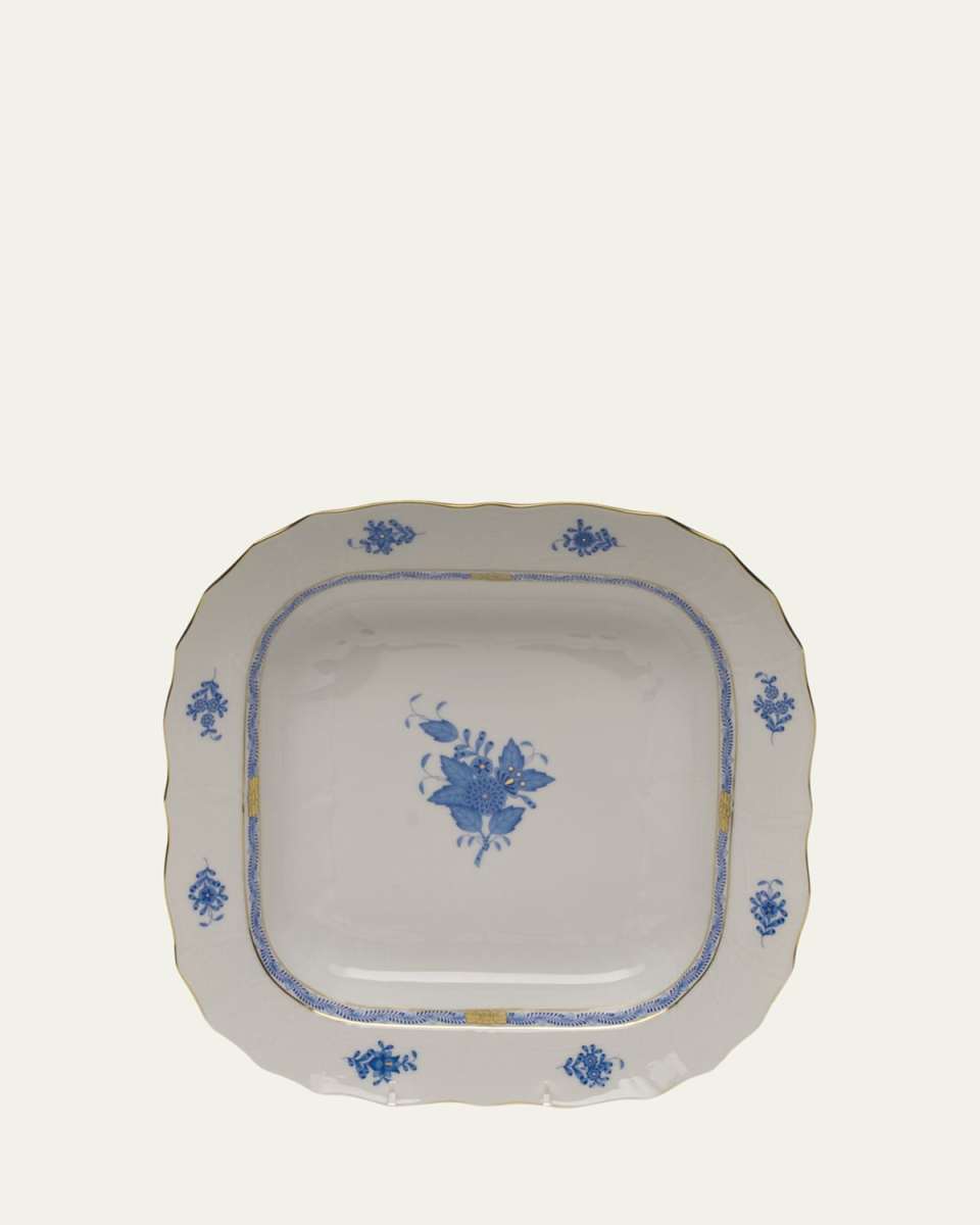 Chinese Bouquet Blue Square Fruit Dish